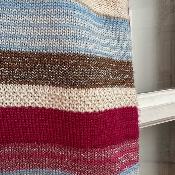 St. John Wool Magenta Shimmer Metallic Ribbed Striped Sleeveless Sweater Size S - Picture 6 of 10